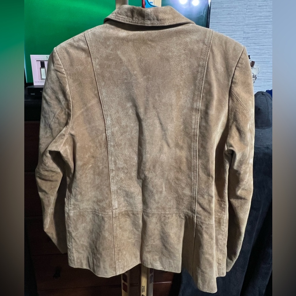 90’s Reitmans 100% Genuine Leather Suede Blazer Jacket Tan Brown Medium M - Picture 2 of 6